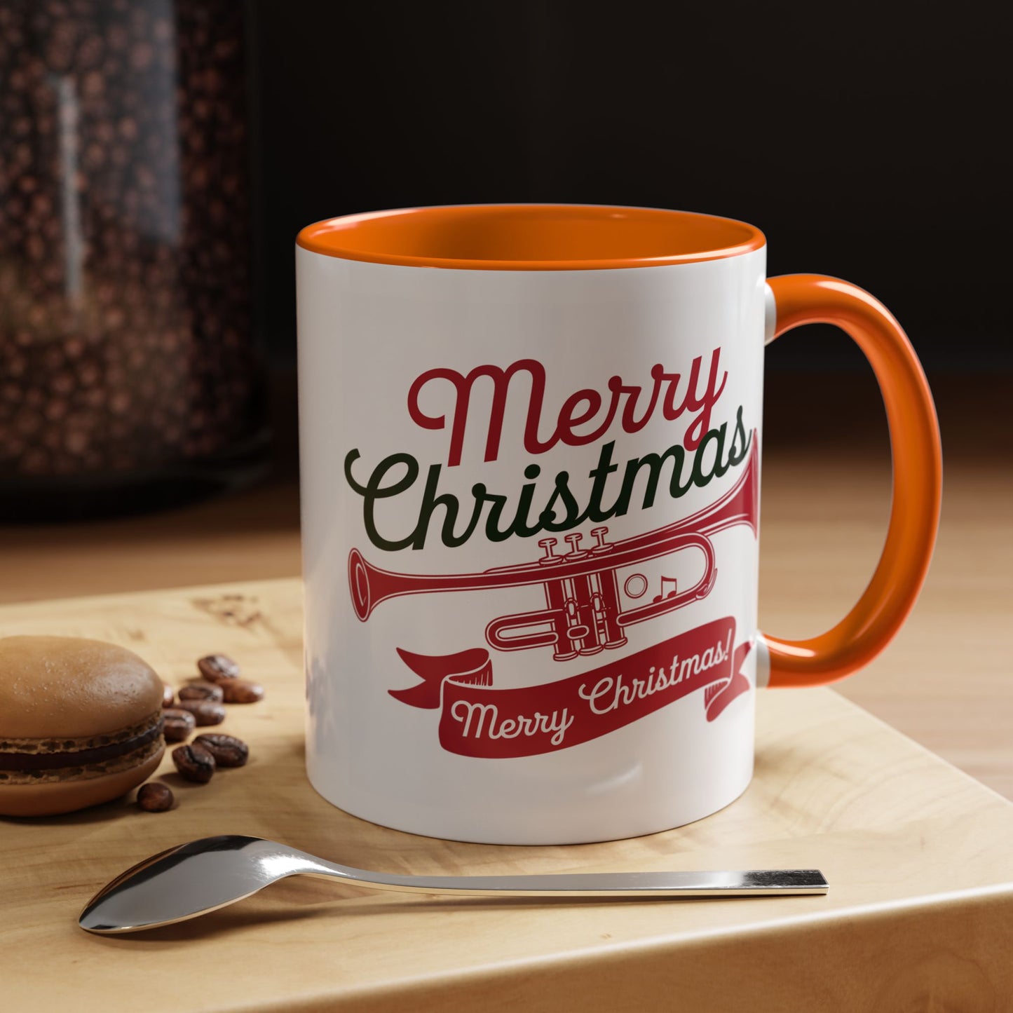 Christmas Mug - Red & Green Text Trumpet