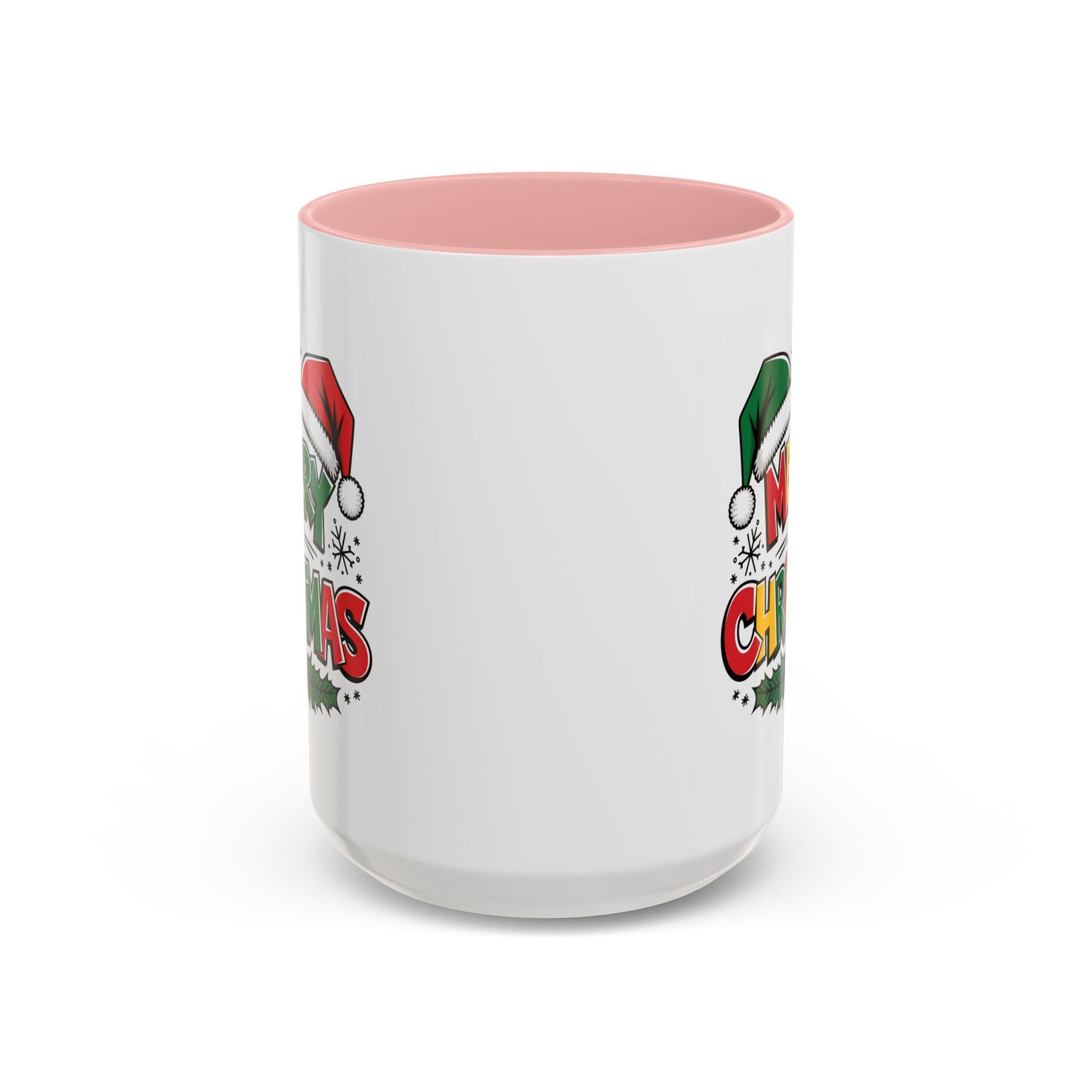 Christmas Mug - Merry Christmas Red Yellow & Green Text Green & Red Hat