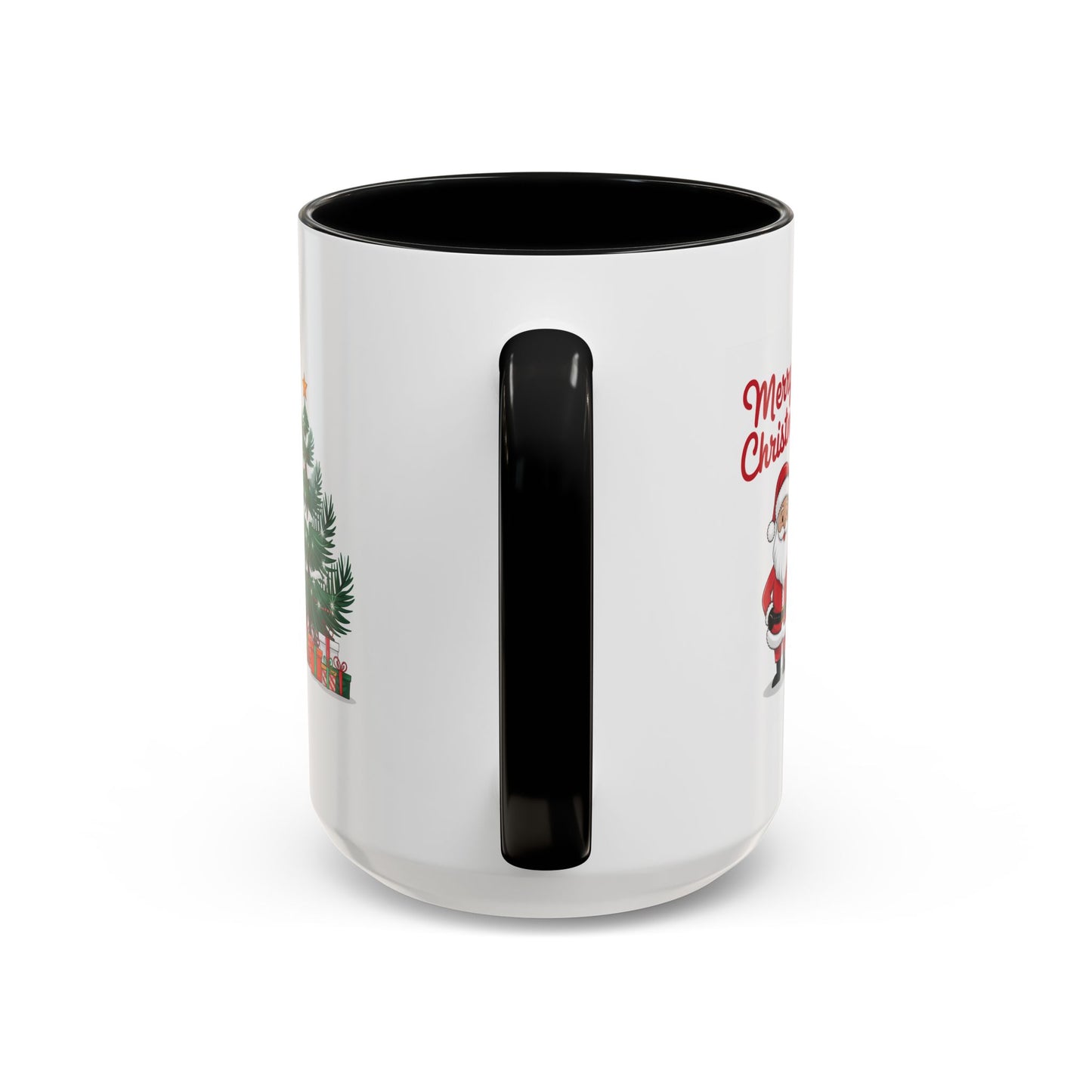 Christmas Mug - Merry Christmas Red Text Santa Tree Presents
