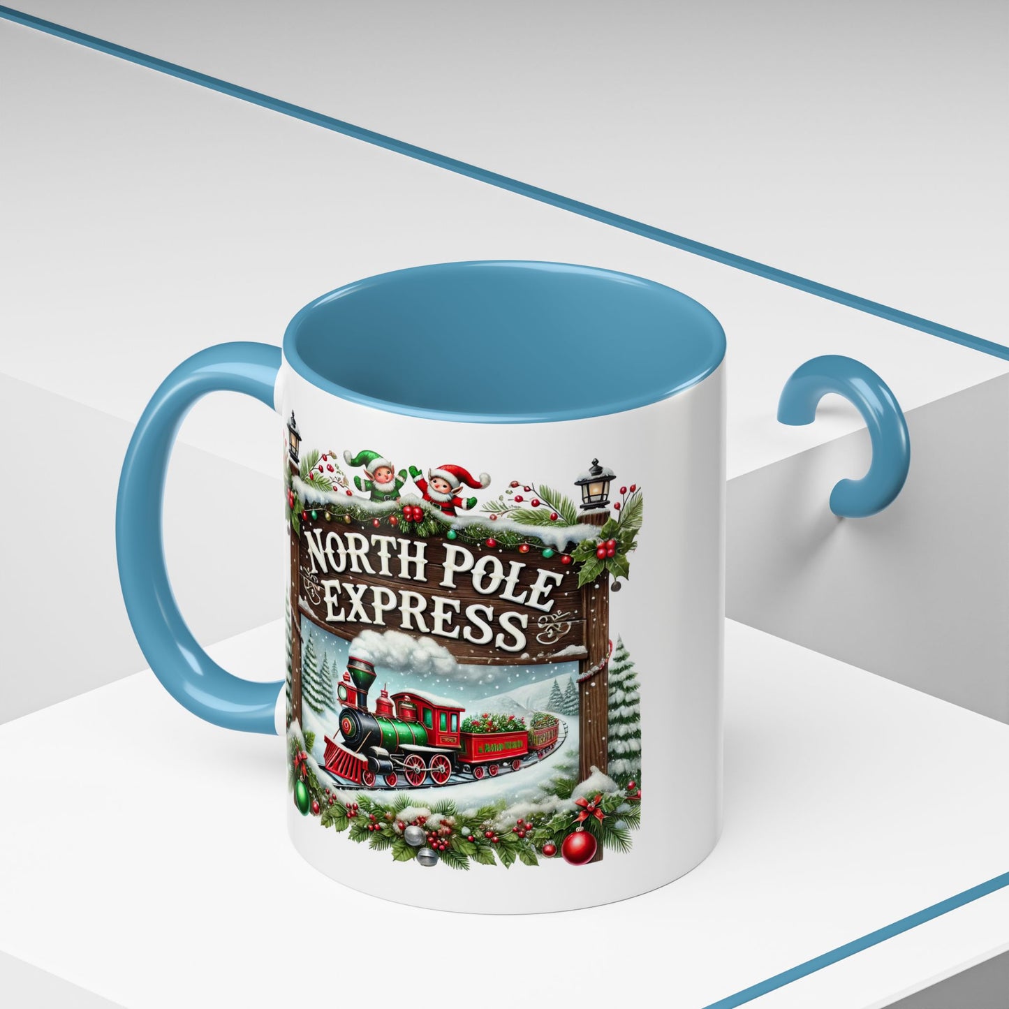 Christmas Mug - North Pole Express Steam Locomotive Decorations