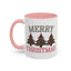 Christmas Mug - Merry Christmas Green & Red Text Decorative Trees