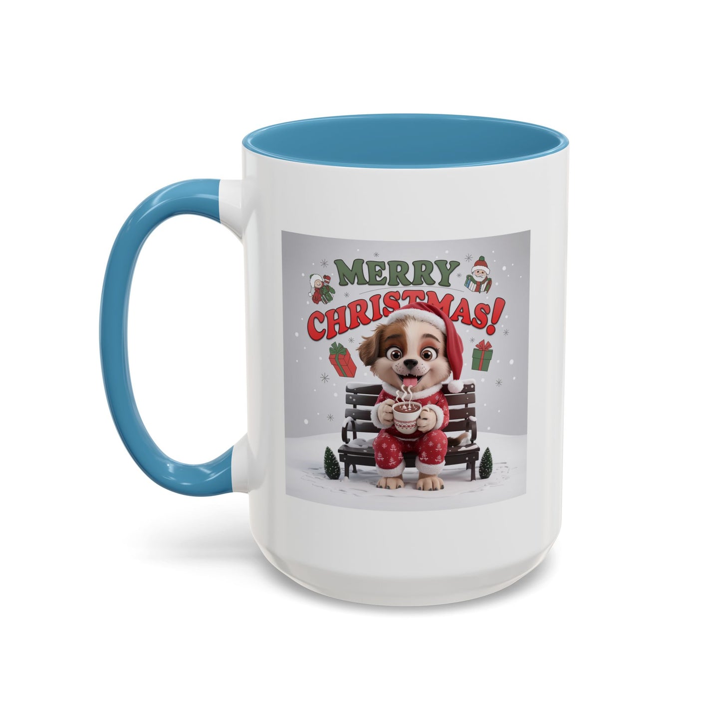 Christmas Mug - Merry Christmas Red Text Puppy Red Top