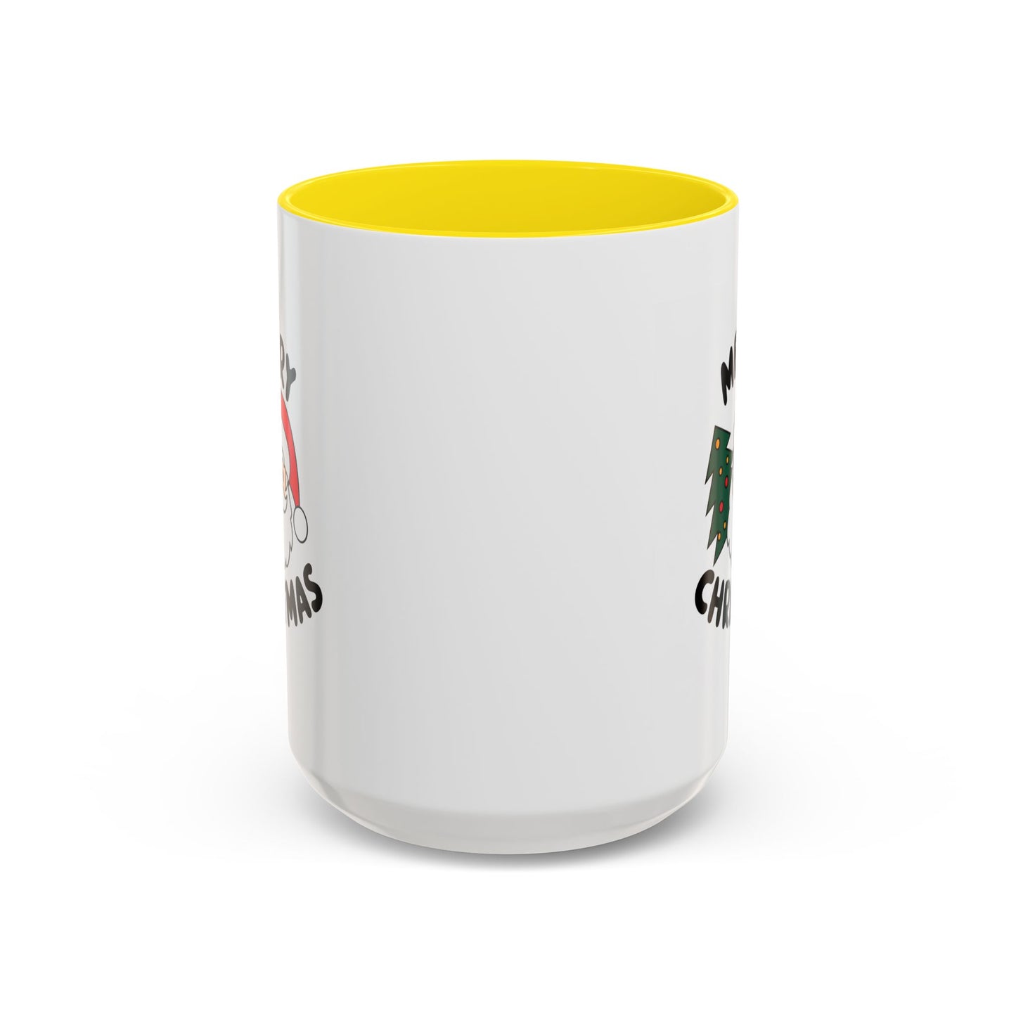 Christmas Mug - Merry Christmas Black Text Santa Tree