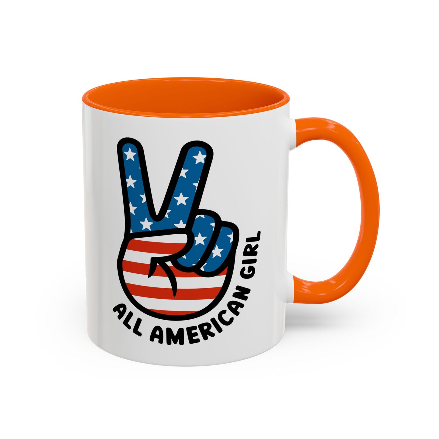 4th of July Mug - All American Girl Peace Sign