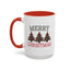 Christmas Mug - Merry Christmas Green & Red Text Decorative Trees