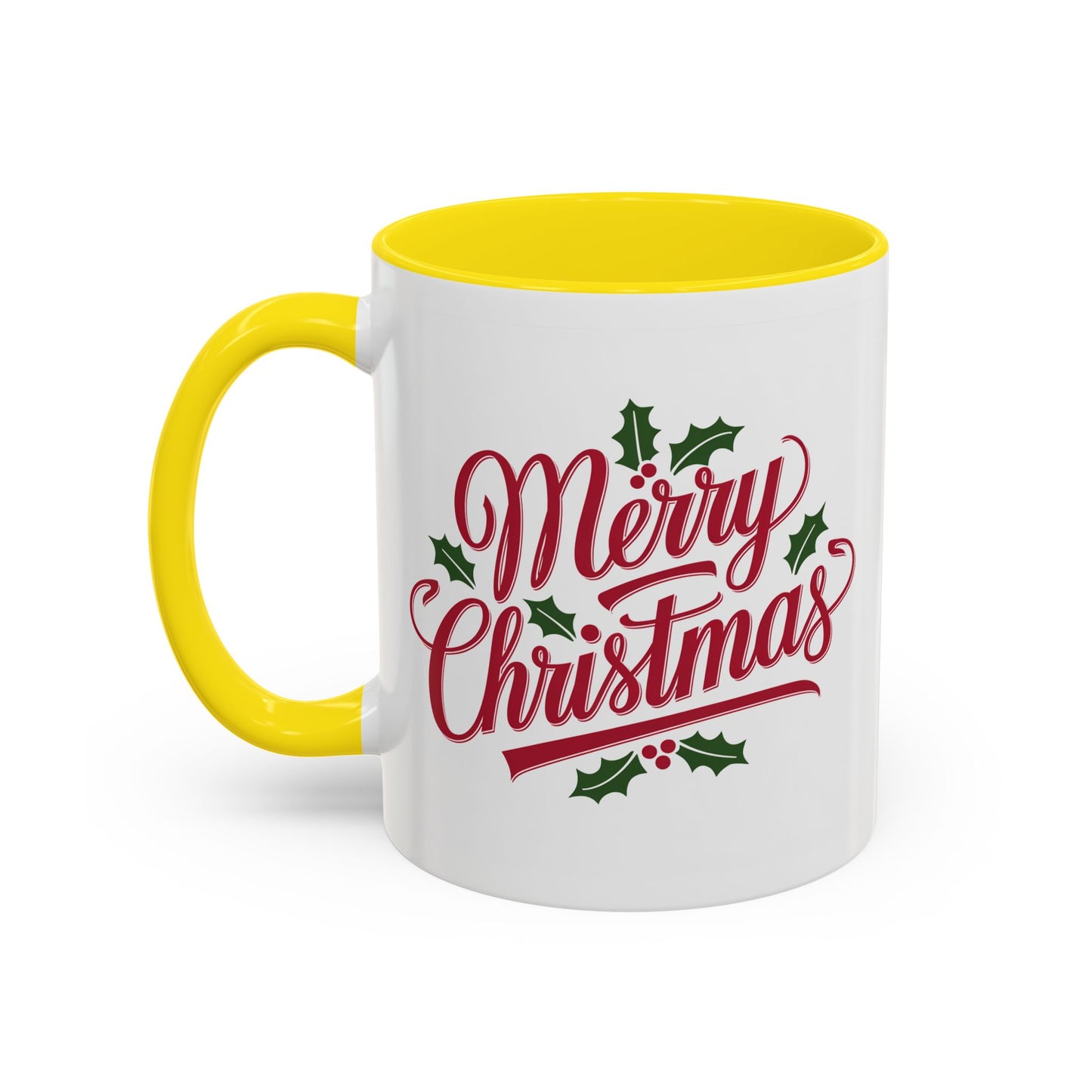 Christmas Mug - Merry Christmas Red Text Mistletoe