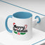 Christmas Mug - Merry Christmas Black Text Hat Cane Misletoe