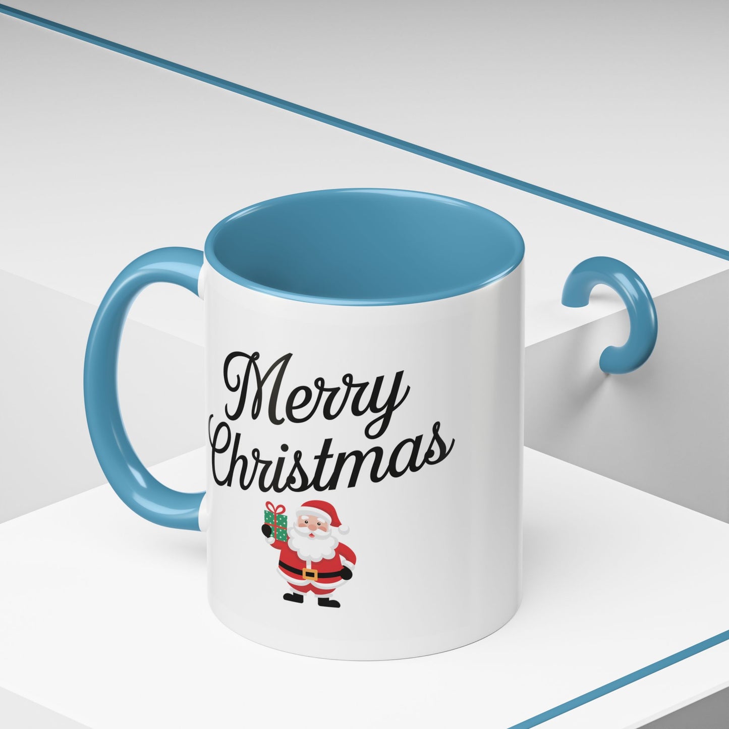 Christmas Mug - Merry Christmas Black Text Santa Present