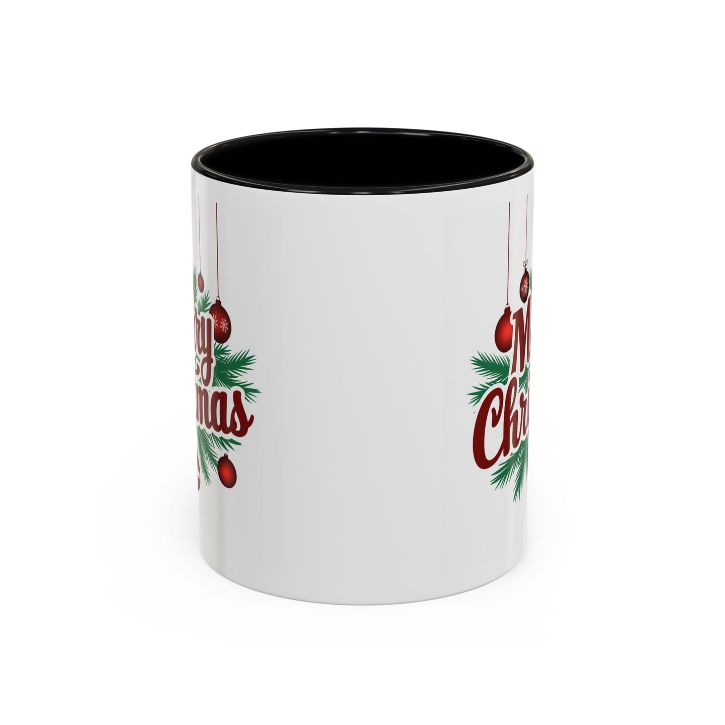 Christmas Mug - Merry Christmas Maroon Text Ornaments
