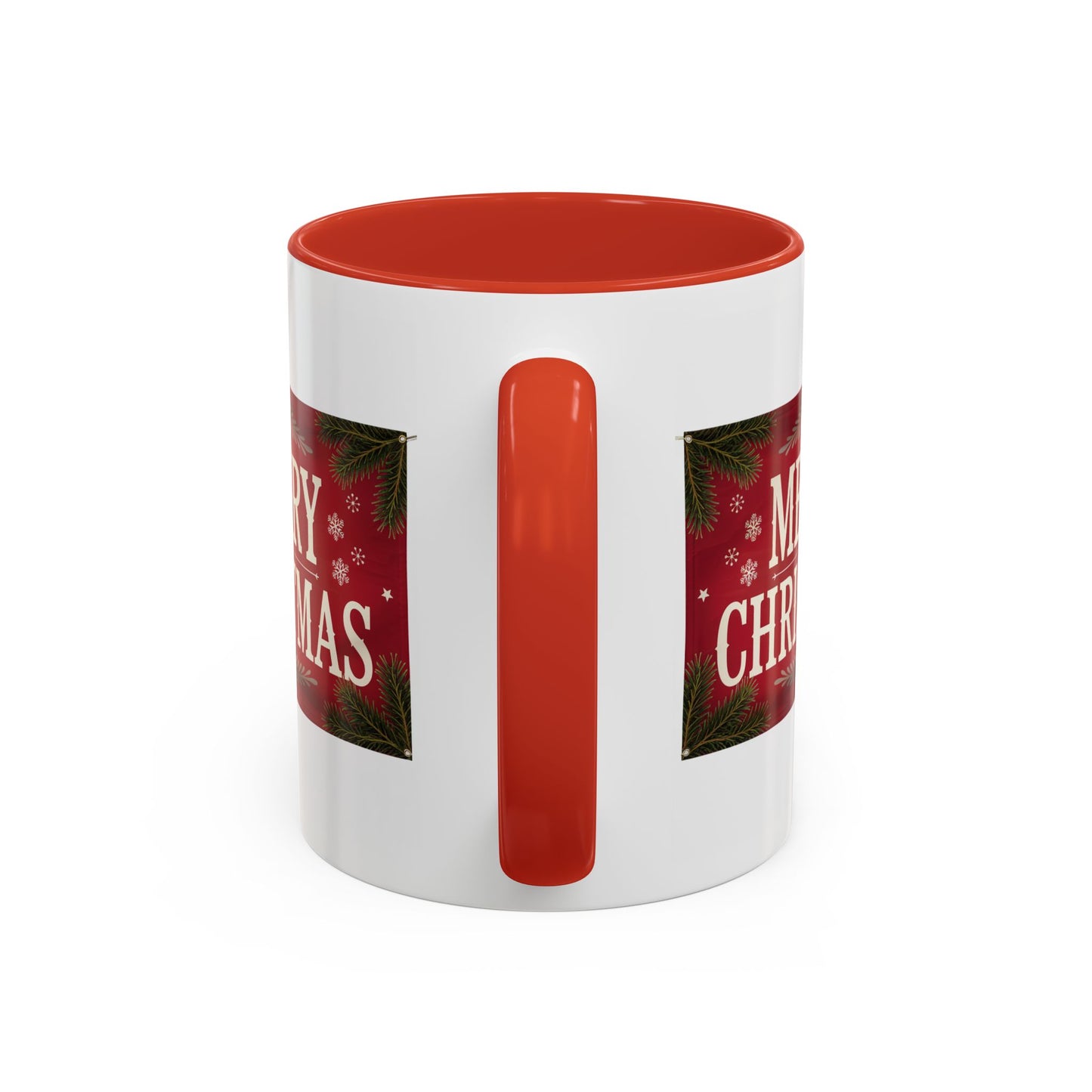 Christmas Mug - Merry Christmas Cream Text Maroon Background