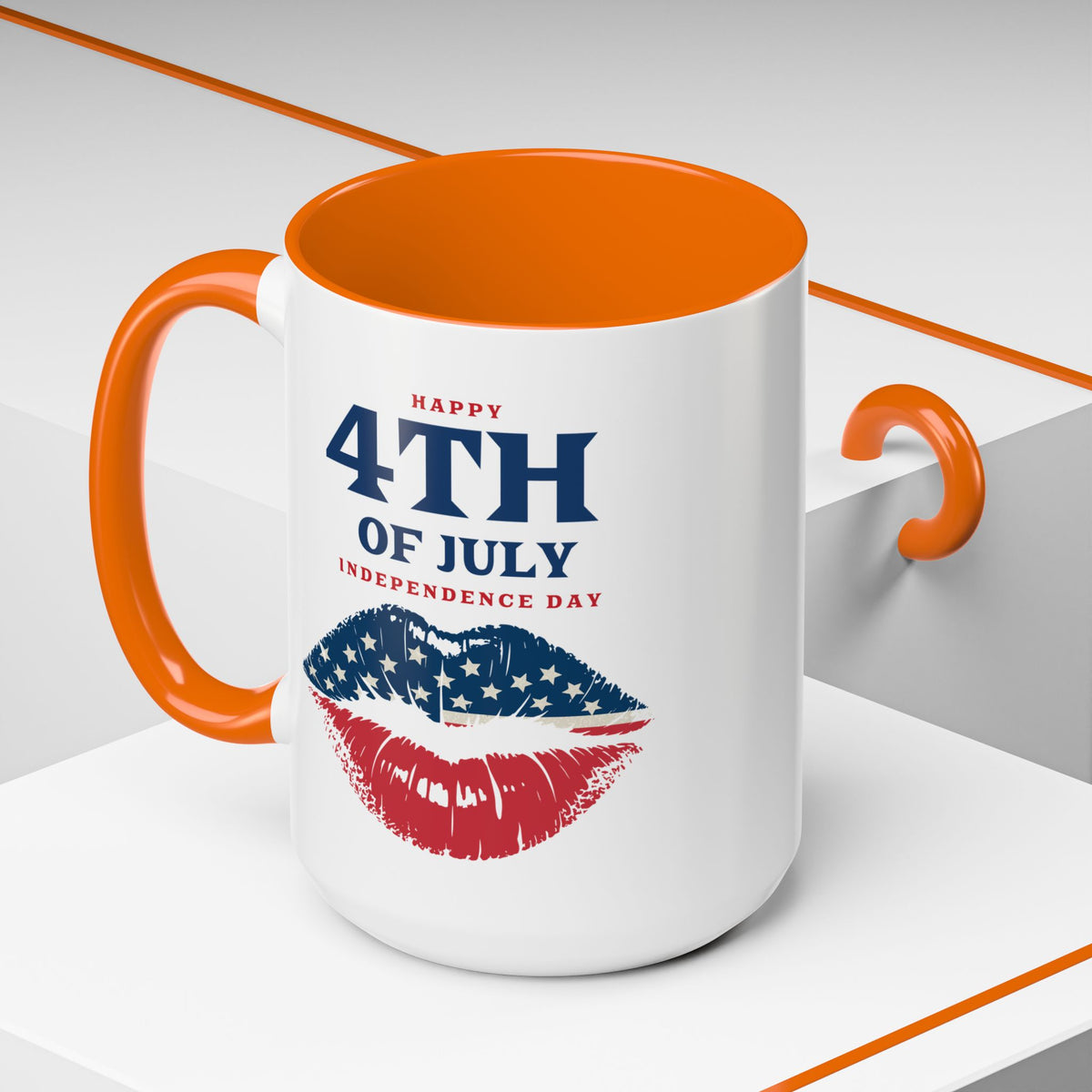 4th of July Mug - Happy 4th of July Flag Lips