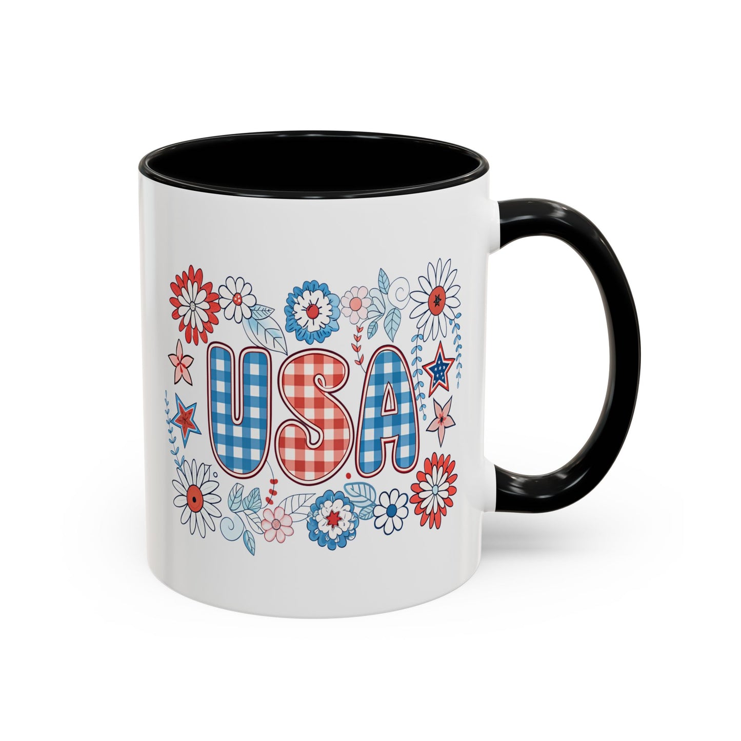 4th of July Mug - USA Preppy Floral