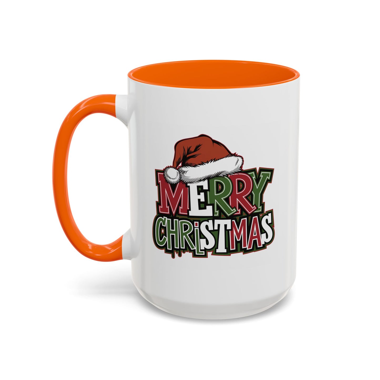 Christmas Mug - Merry Christmas Red Green & White Graffiti Hat