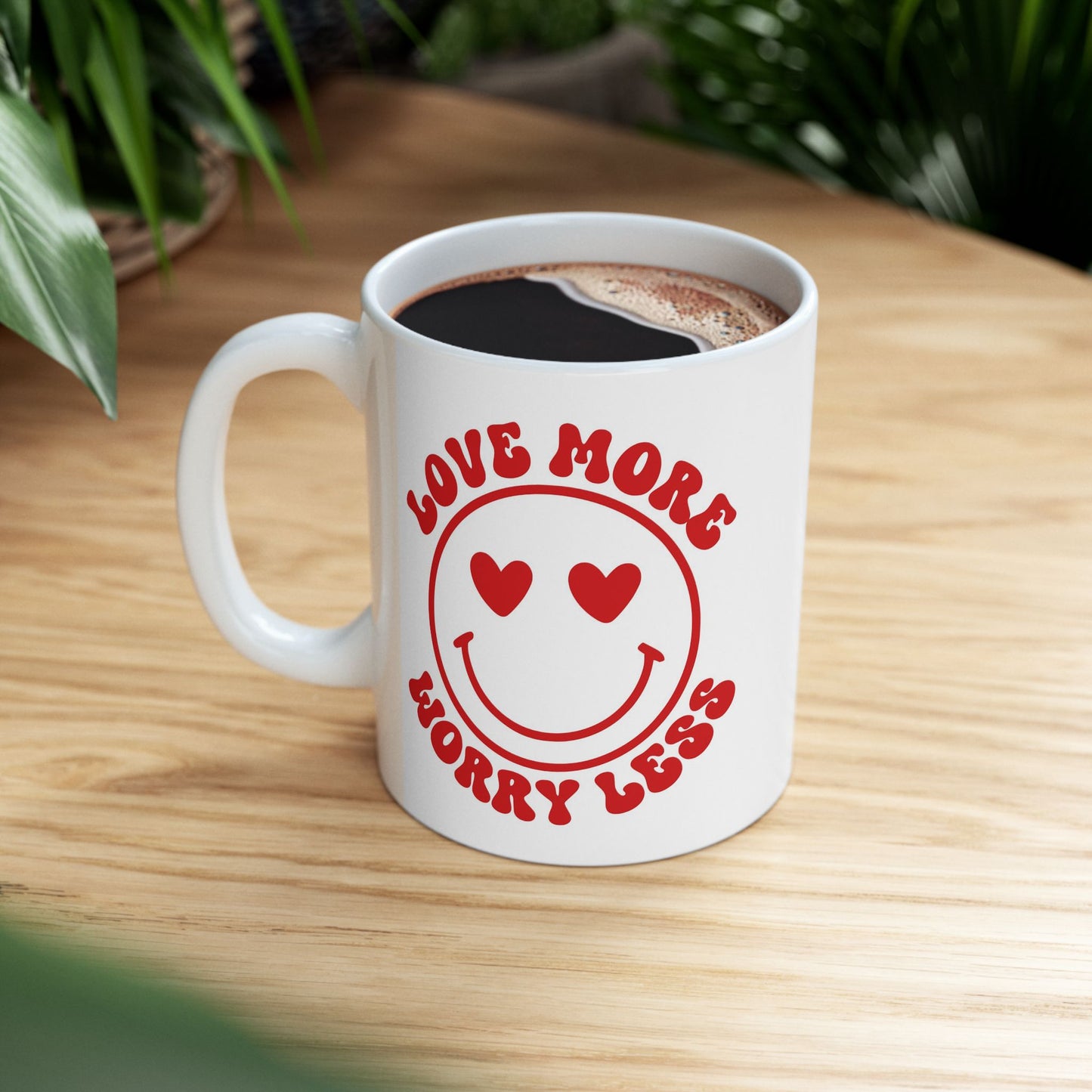 Wellness Mug - Love More Worry Less Smiley Face