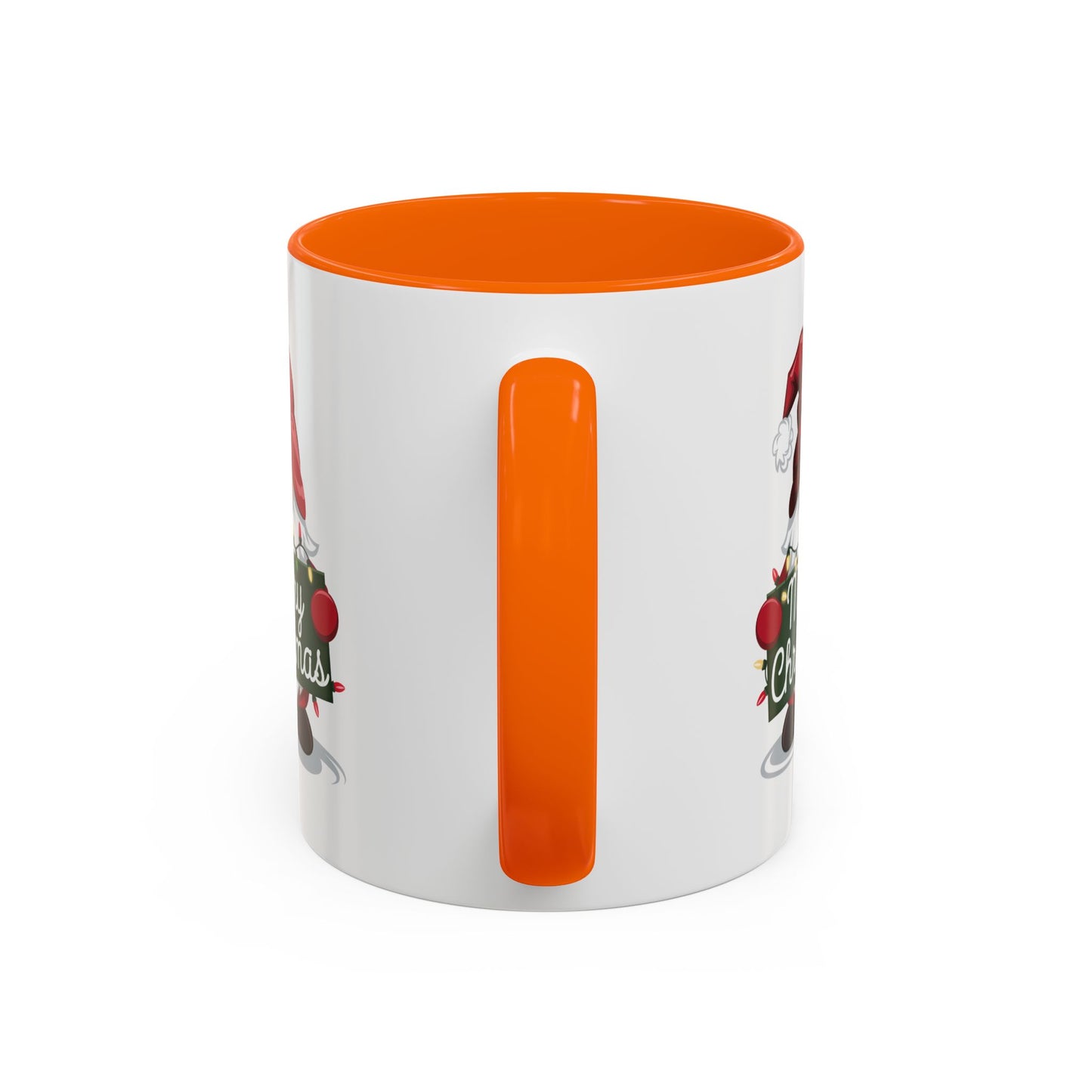 Christmas Mug - Merry Christmas White & Green Text Gnome Lights