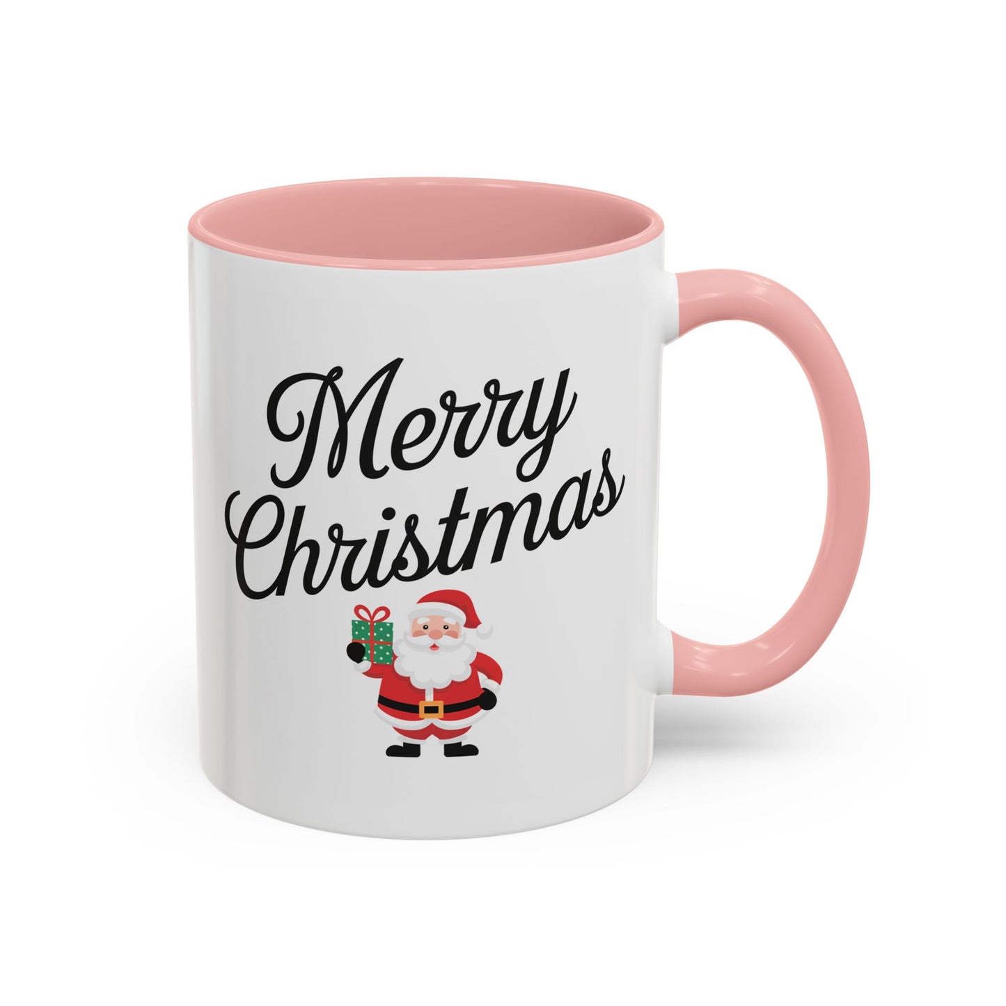 Christmas Mug - Merry Christmas Black Text Santa Present