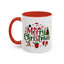 Christmas Mug - Merry Christmas Red & Green Text Santa Reindeer Tree Sleigh Ornaments