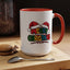 Christmas Mug - Merry Christmas Red Yellow & Blue Text Red Hats