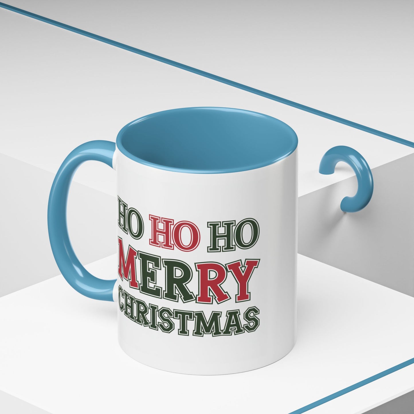 Christmas Mug - Ho Ho Ho Merry Christmas Green & Red Text 2