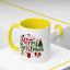 Christmas Mug - Merry Christmas Red & Green Text Santa Reindeer Tree Sleigh Ornaments