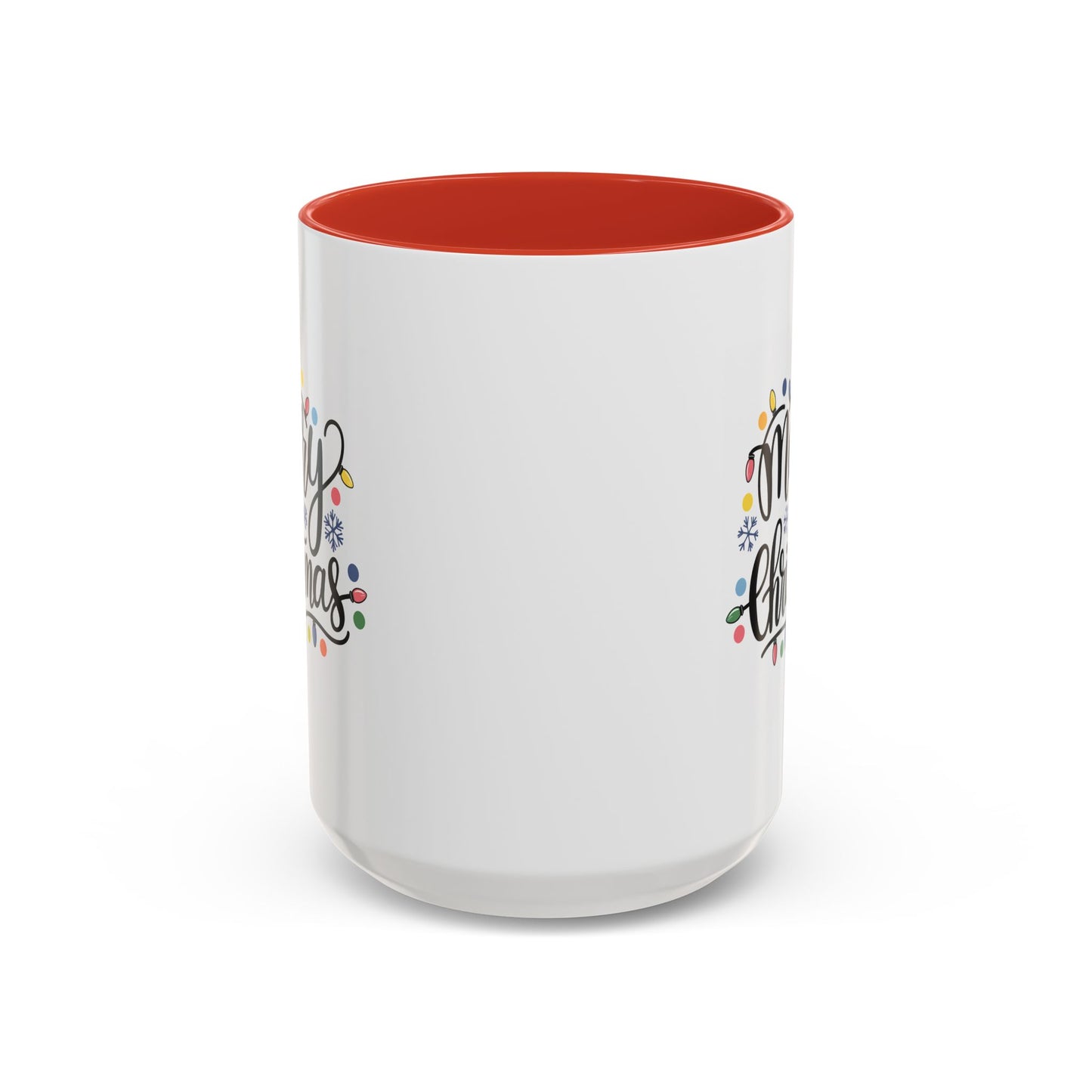 Christmas Mug - Merry Christmas Black Text Colored Lights