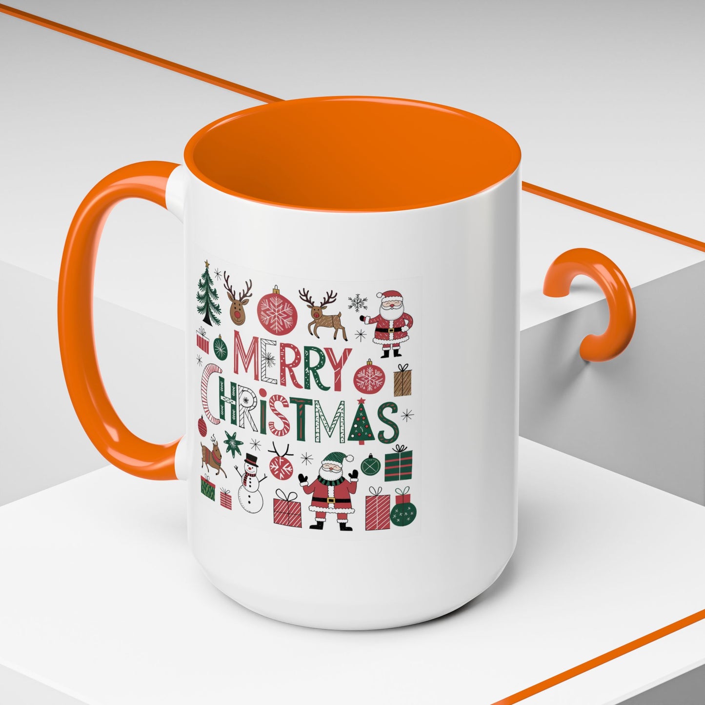 Christmas Mug - Merry Christmas Red White & Green Text Collage