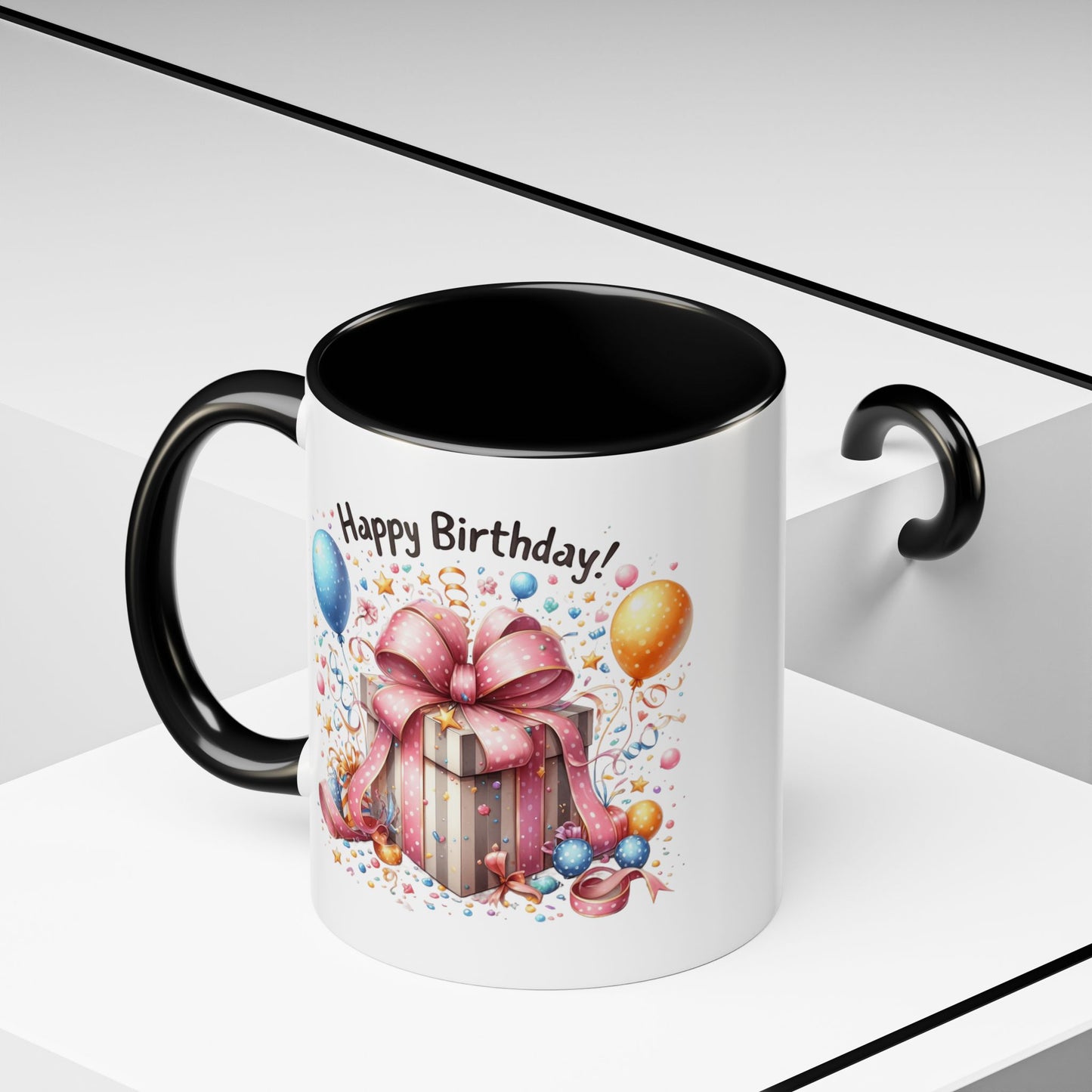 Birthday Mug - Happy Birthday Pink Ribbon Present