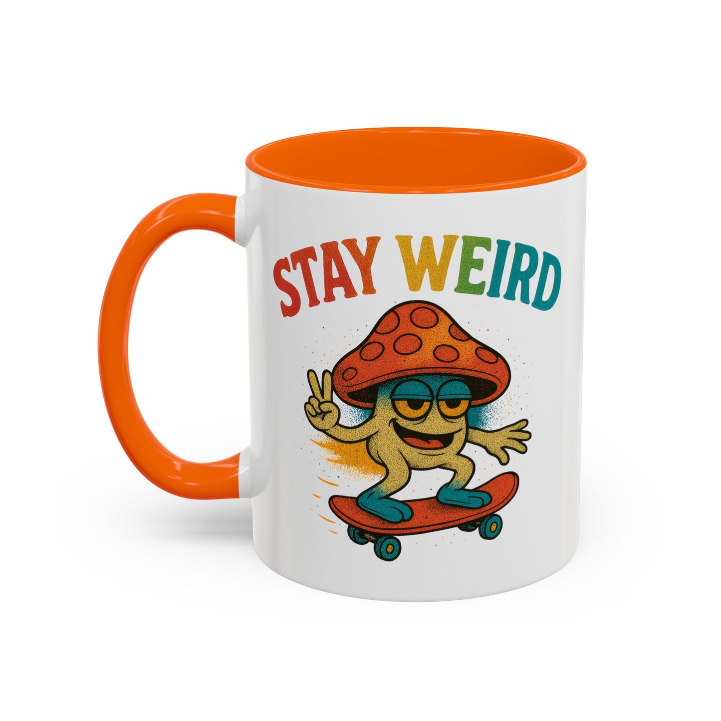 Humor Mug - Stay Weird Mushroom Skateboard
