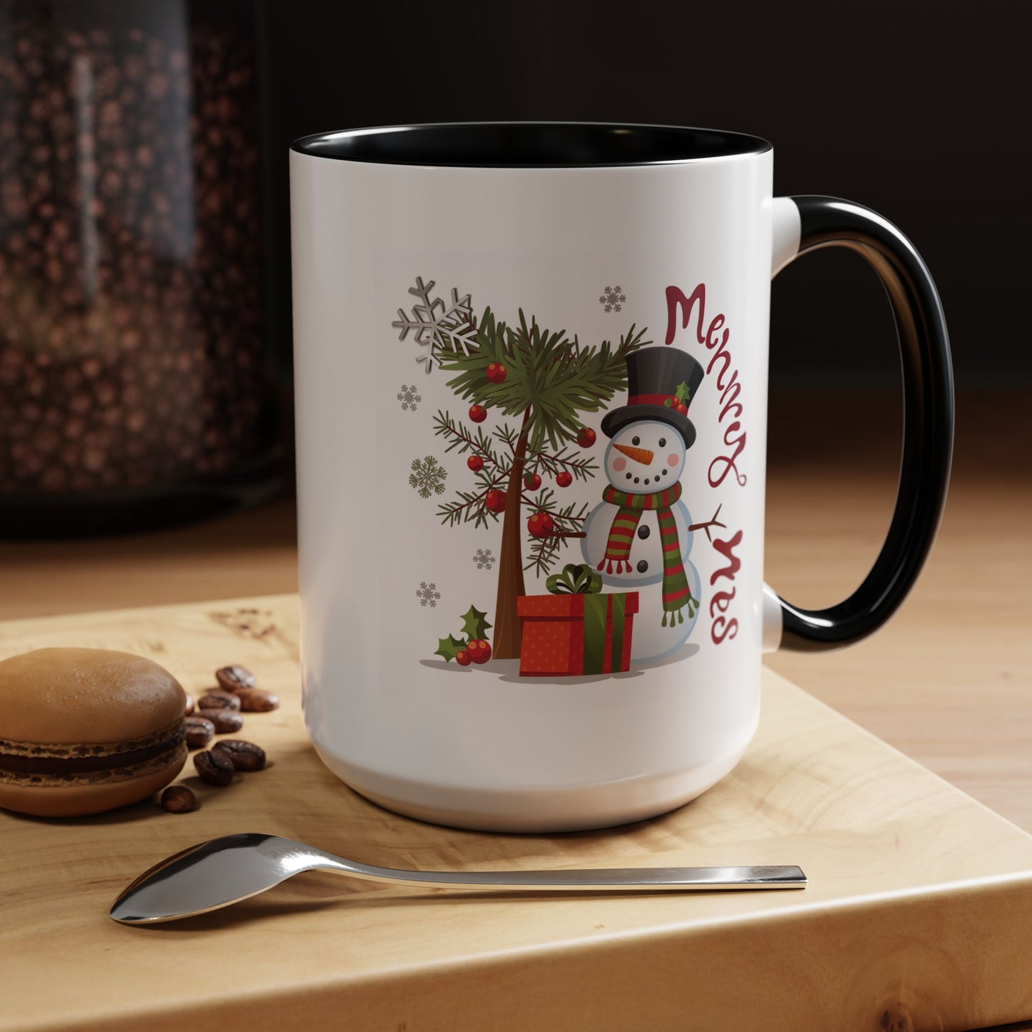 Christmas Mug - Merry Xmas Snowman Tree Present