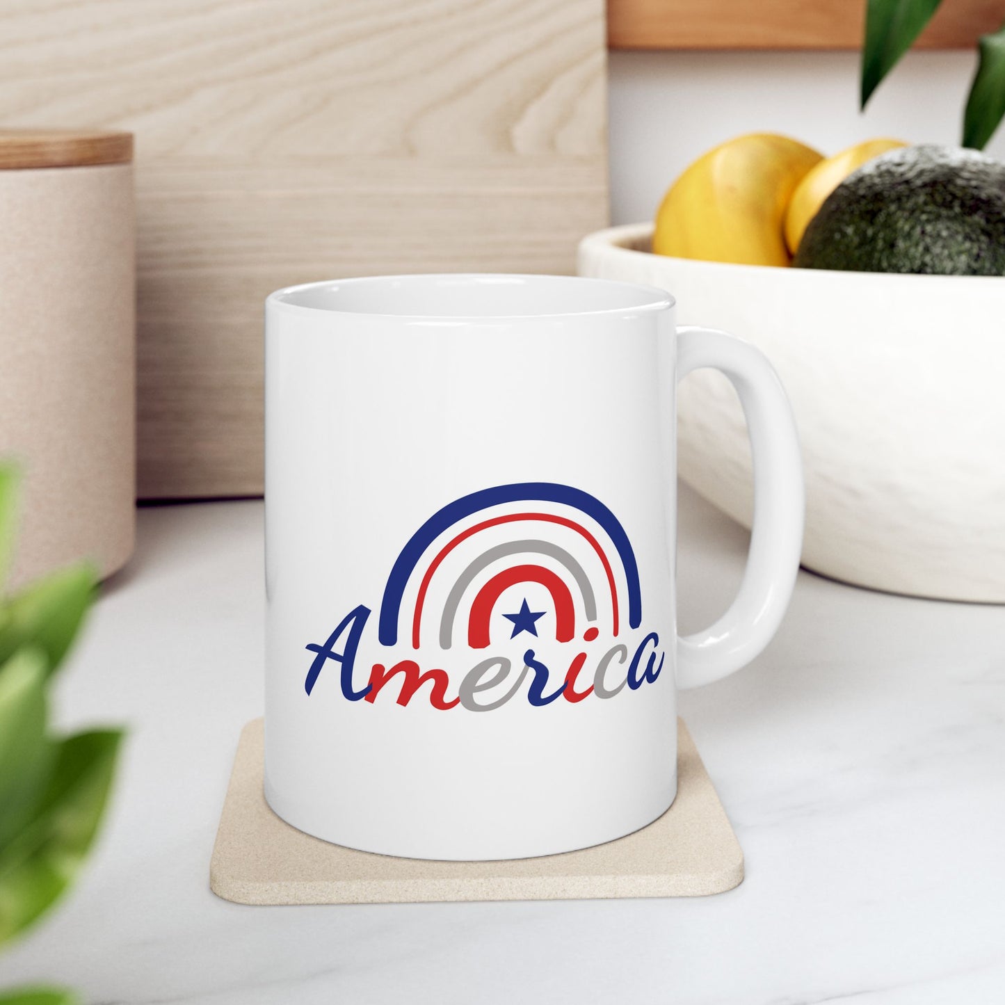 4th of July Mug - America Patriotic Rainbow