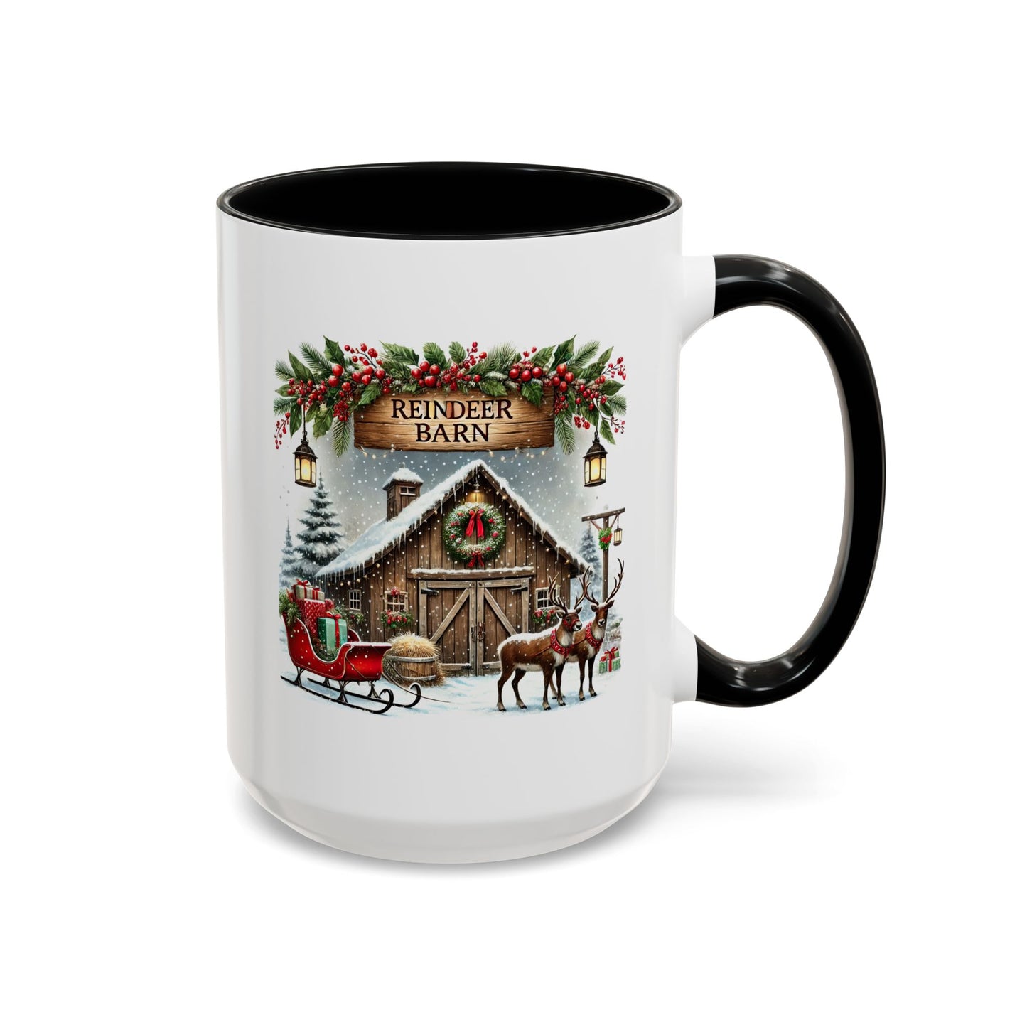 Christmas Mug - Reindeer Barn Sleigh Reindeer