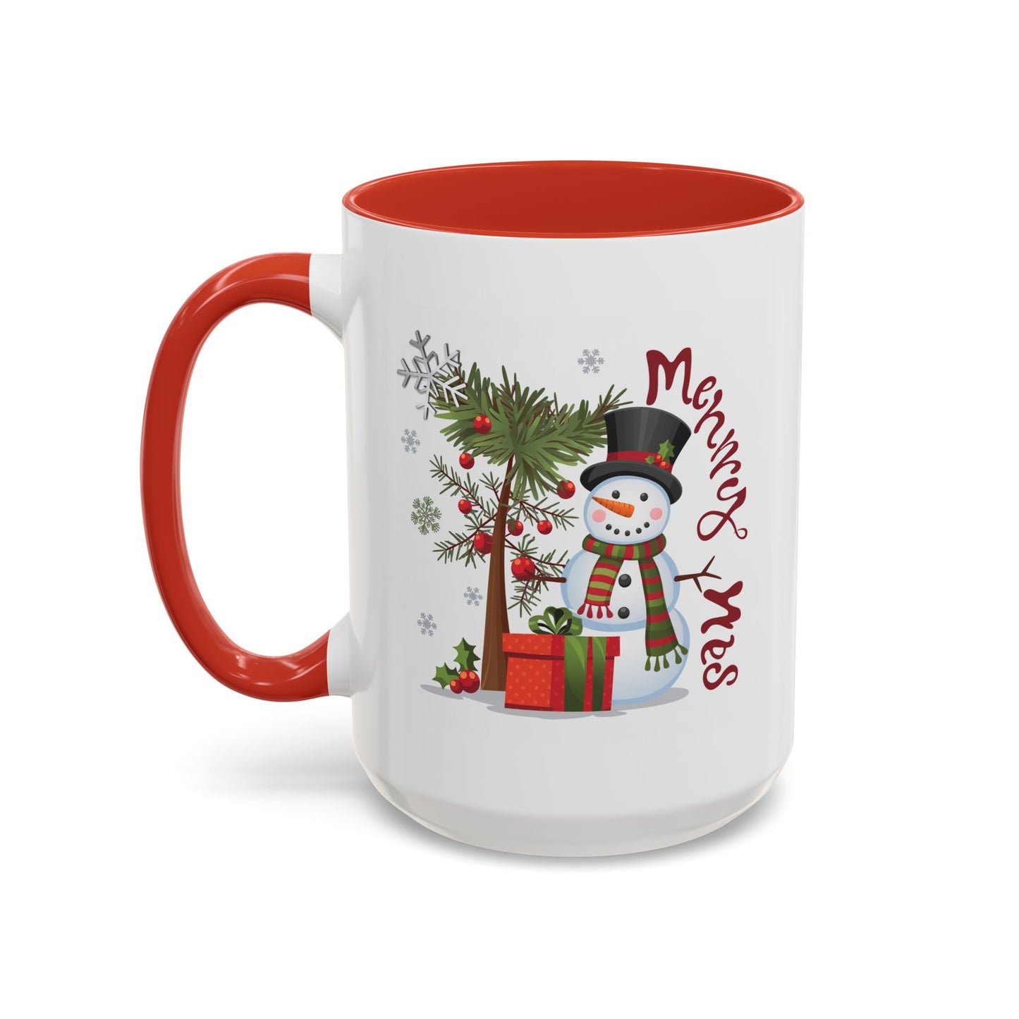 Christmas Mug - Merry Xmas Snowman Tree Present
