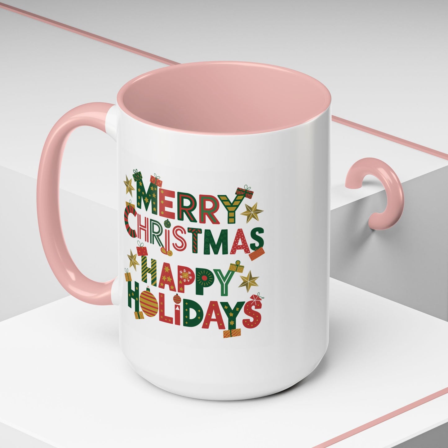 Christmas Mug - Merry Christmas Happy Holidays Decorative Text