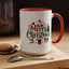 Christmas Mug - Merry Christmas Red & Green Text Santa Reindeer Tree Sleigh Ornaments