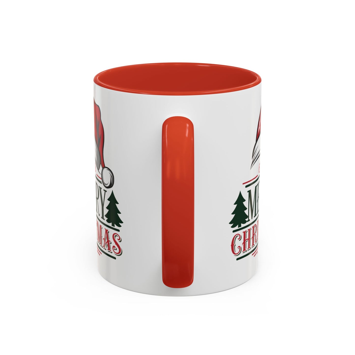 Christmas Mug - Merry Christmas Green & Red Text Red Hat