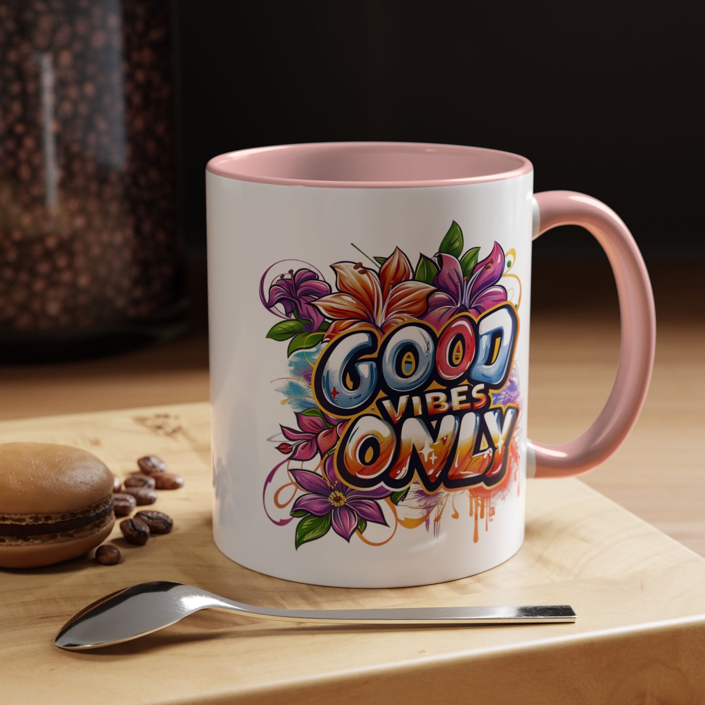 Wellness Mug - Good Vibes Only Graffiti Flowers