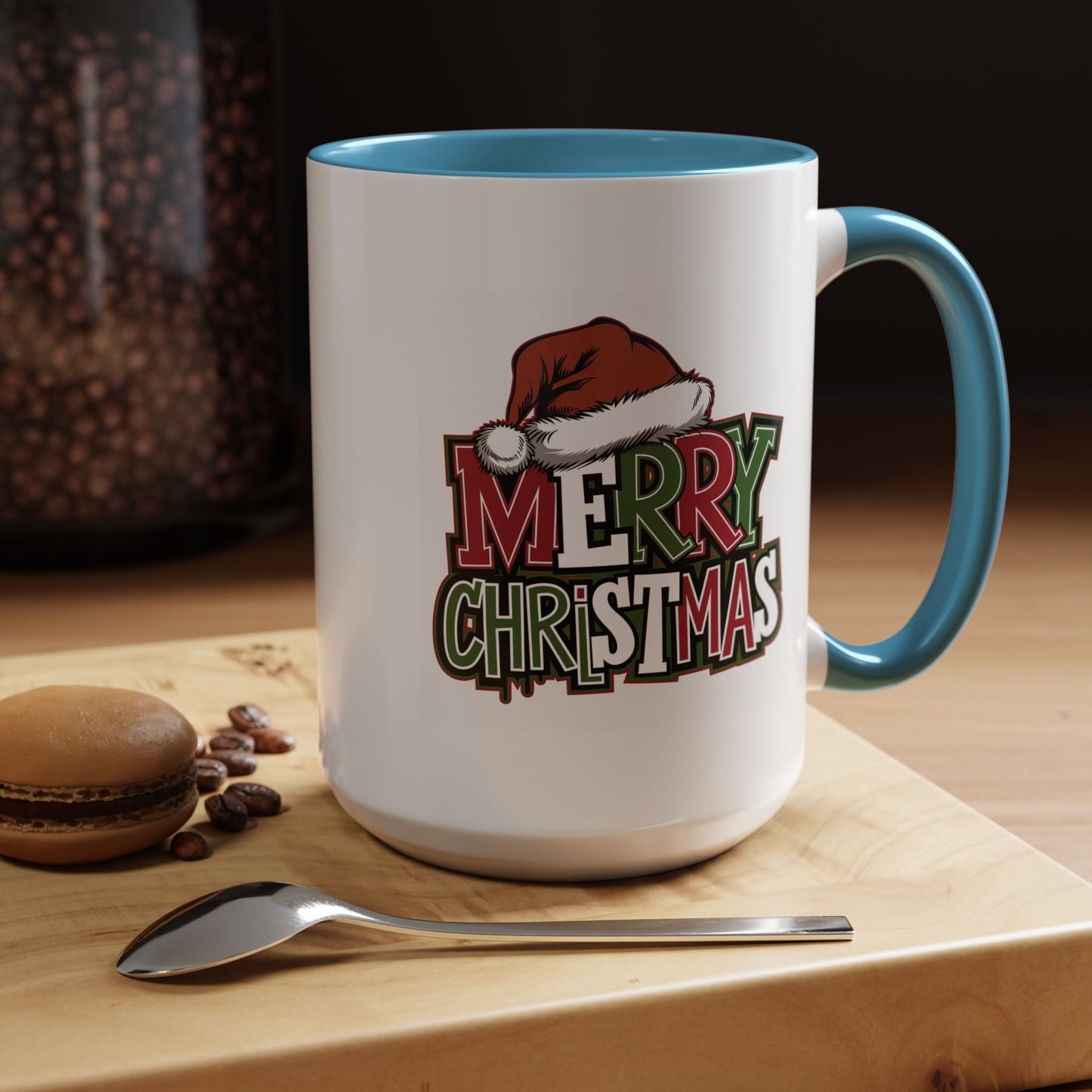 Christmas Mug - Merry Christmas Red Green & White Graffiti Hat