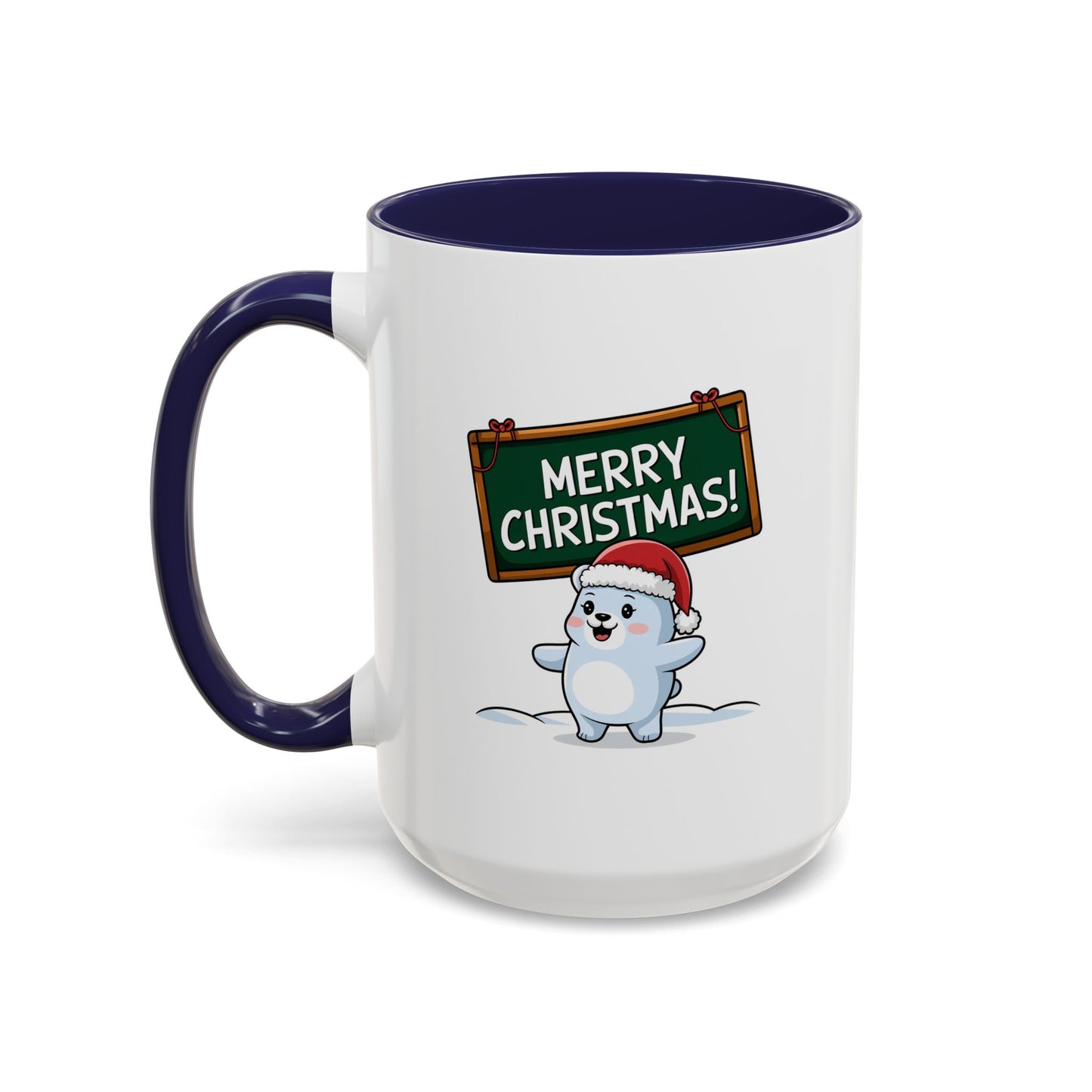 Christmas Mug - Merry Christmas White Text Seal Pup