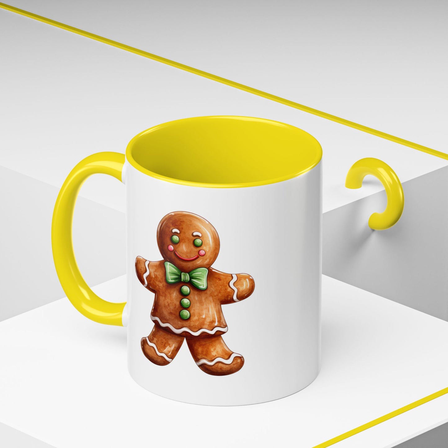 Christmas Mug - Gingerbread Man Green Bow