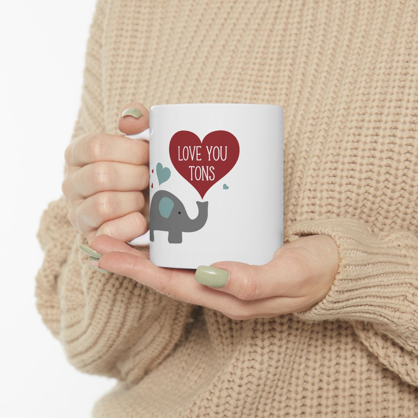 Valentine's Day Mug - Love You Tons Heart Elephant