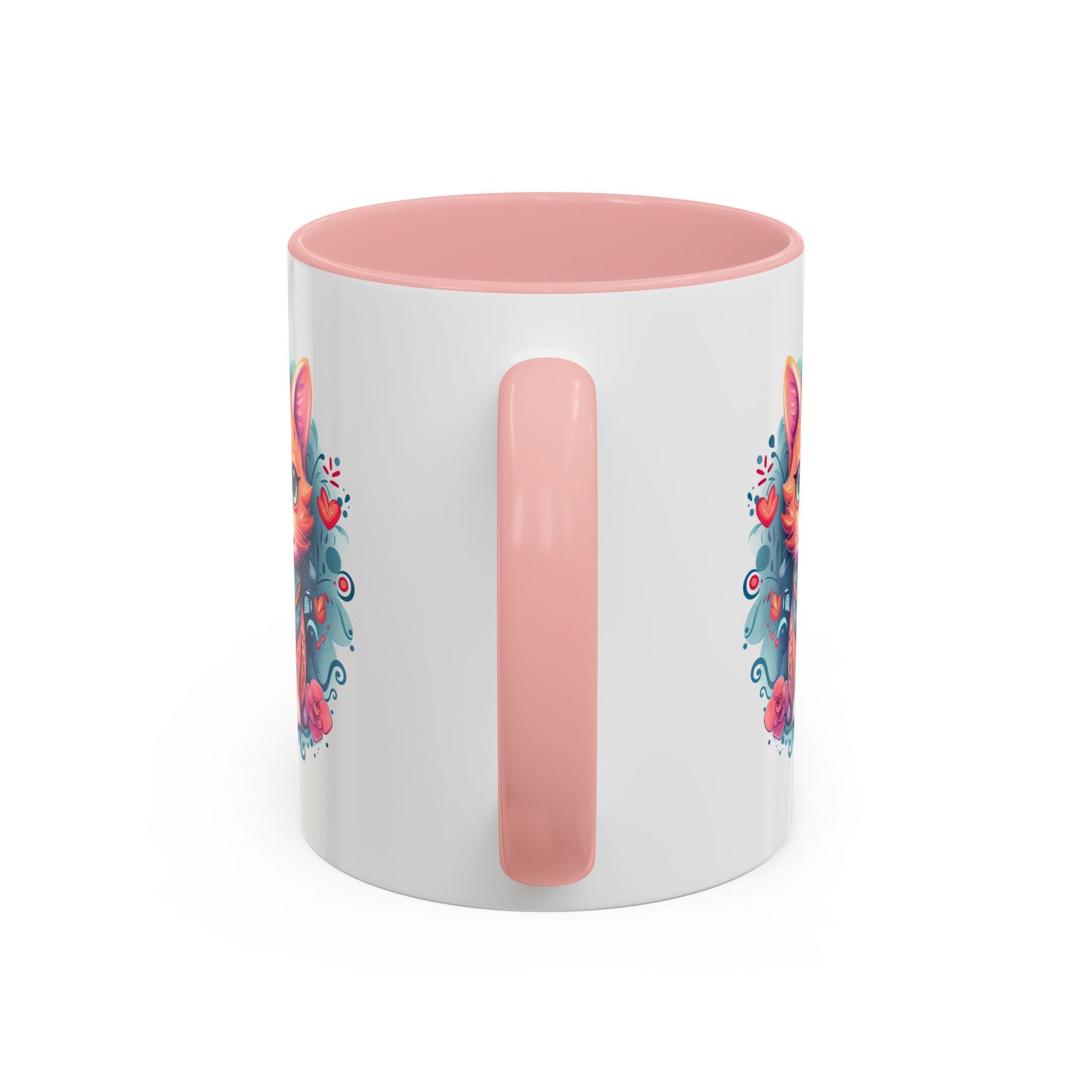Animal  - Mystic Cat Turquoise & Coral Flowers
