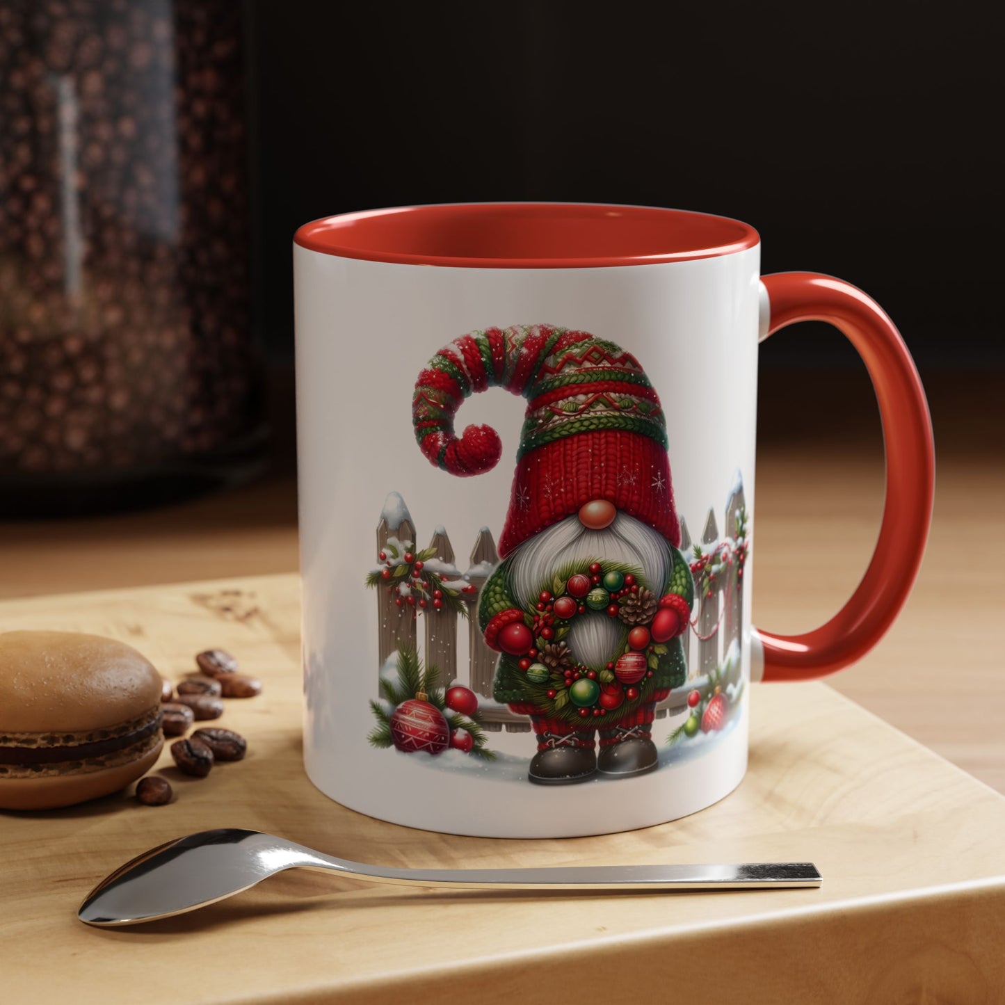 Christmas Mug - Gnome with Christmas Wreath