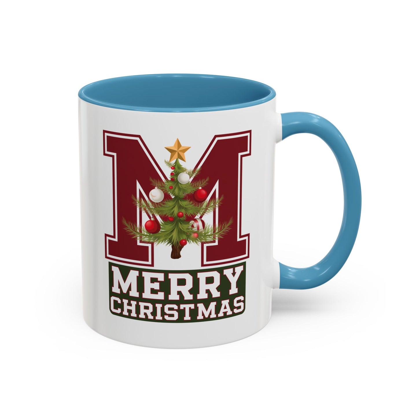 Christmas Mug - Merry Christmas White Green & Red College Text