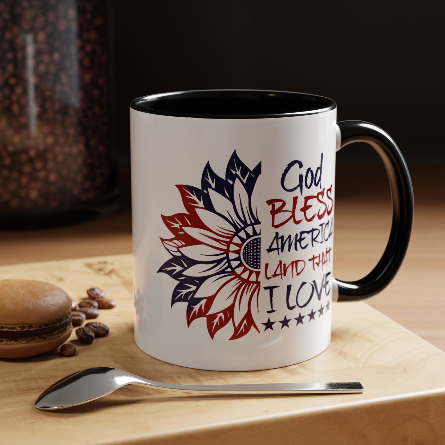 4th of July Mug - God Bless America Sunflower