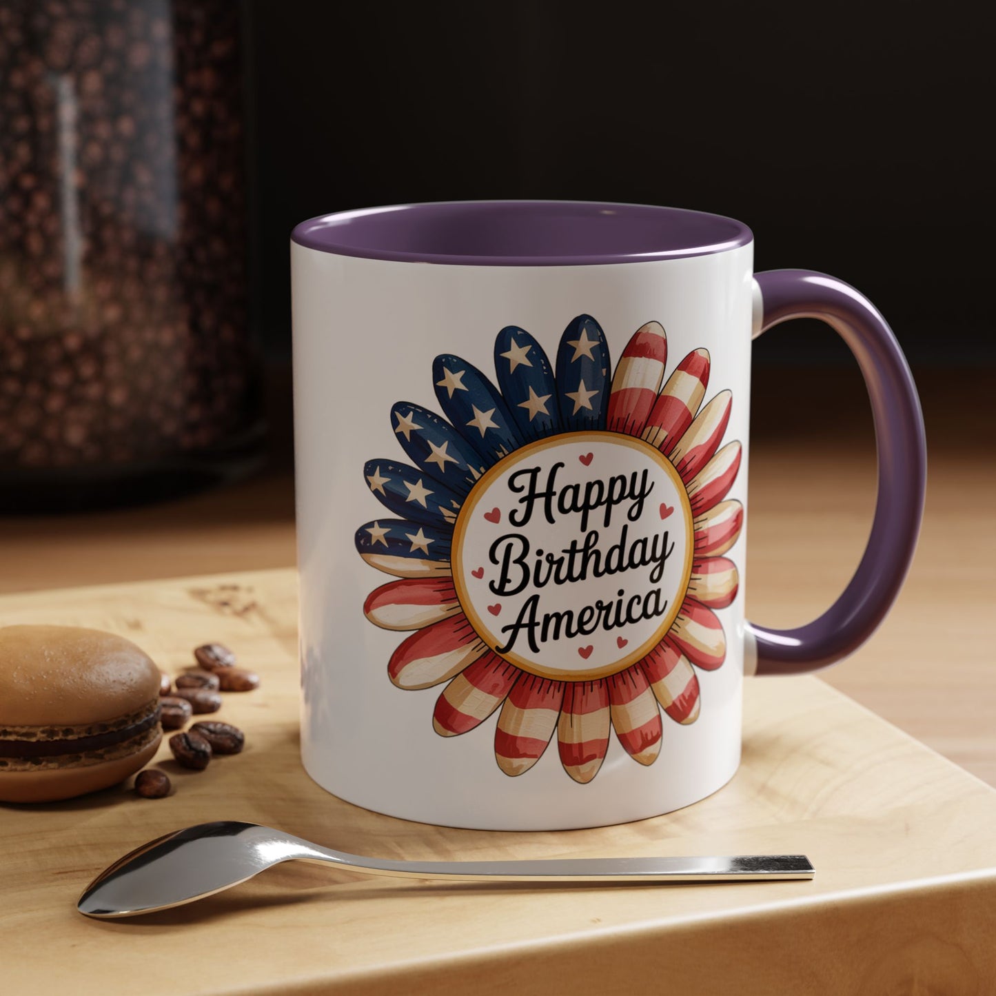 4th of July Mug - Happy Birthday America Sunflower