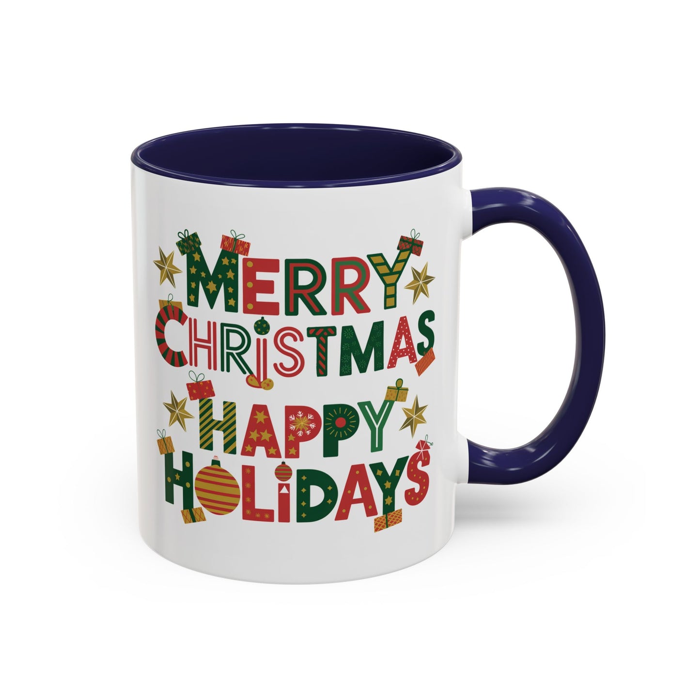 Christmas Mug - Merry Christmas Happy Holidays Decorative Text