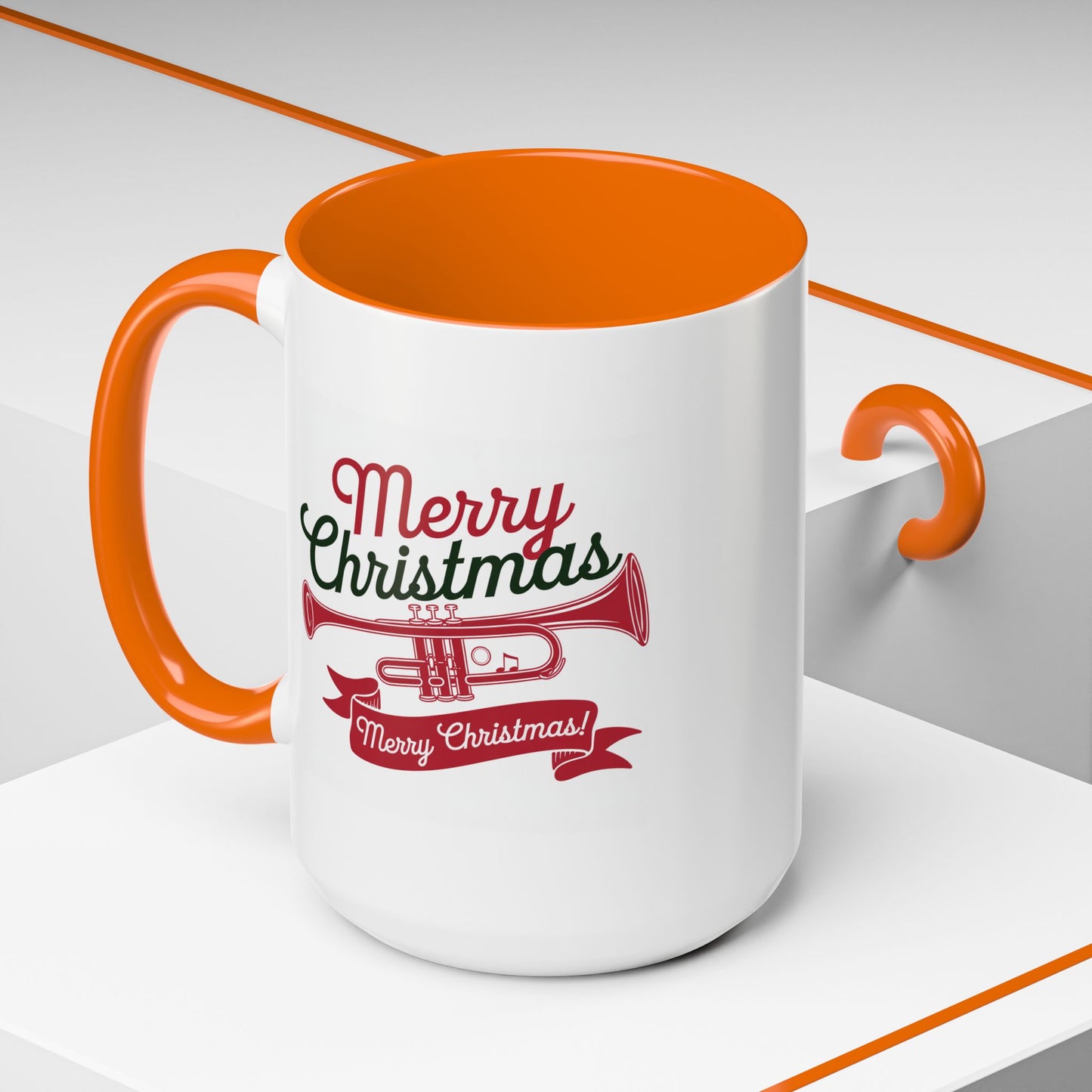 Christmas Mug - Red & Green Text Trumpet