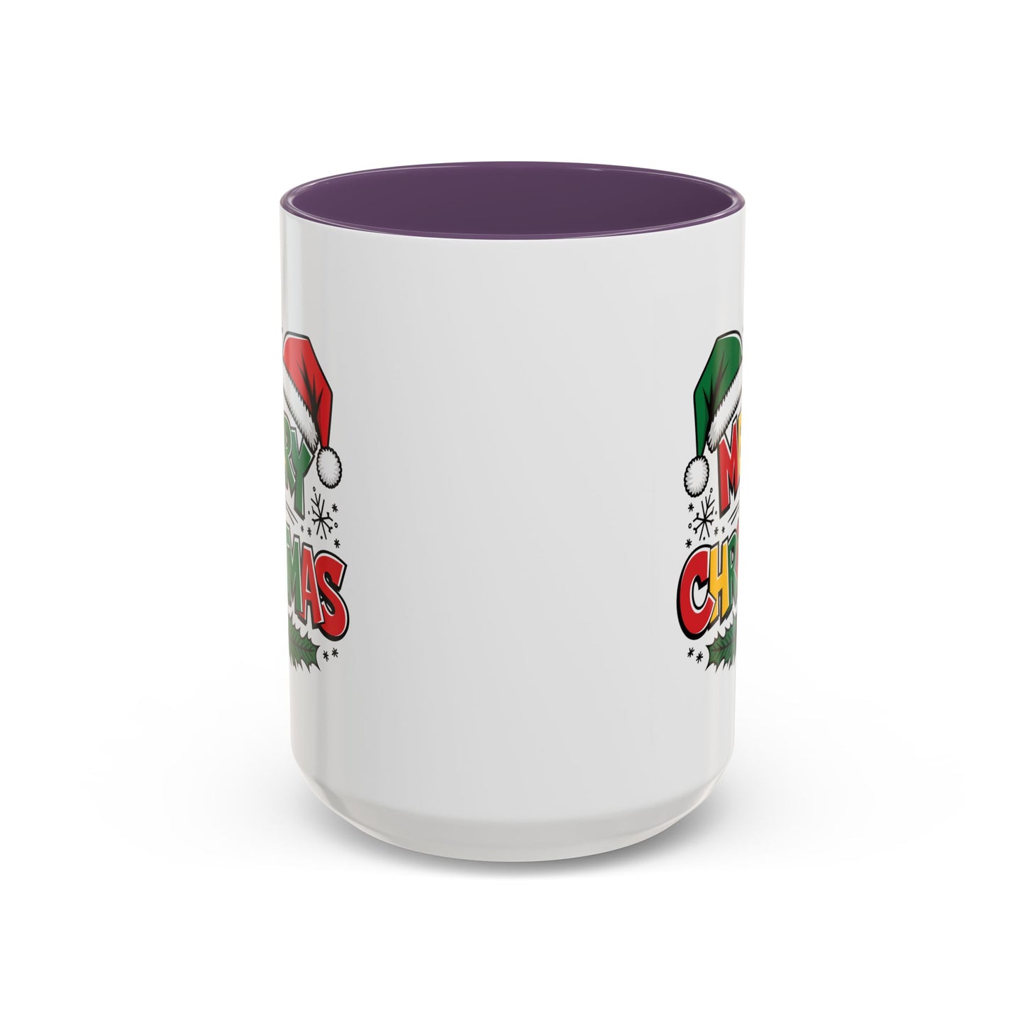 Christmas Mug - Merry Christmas Red Yellow & Green Text Green & Red Hat
