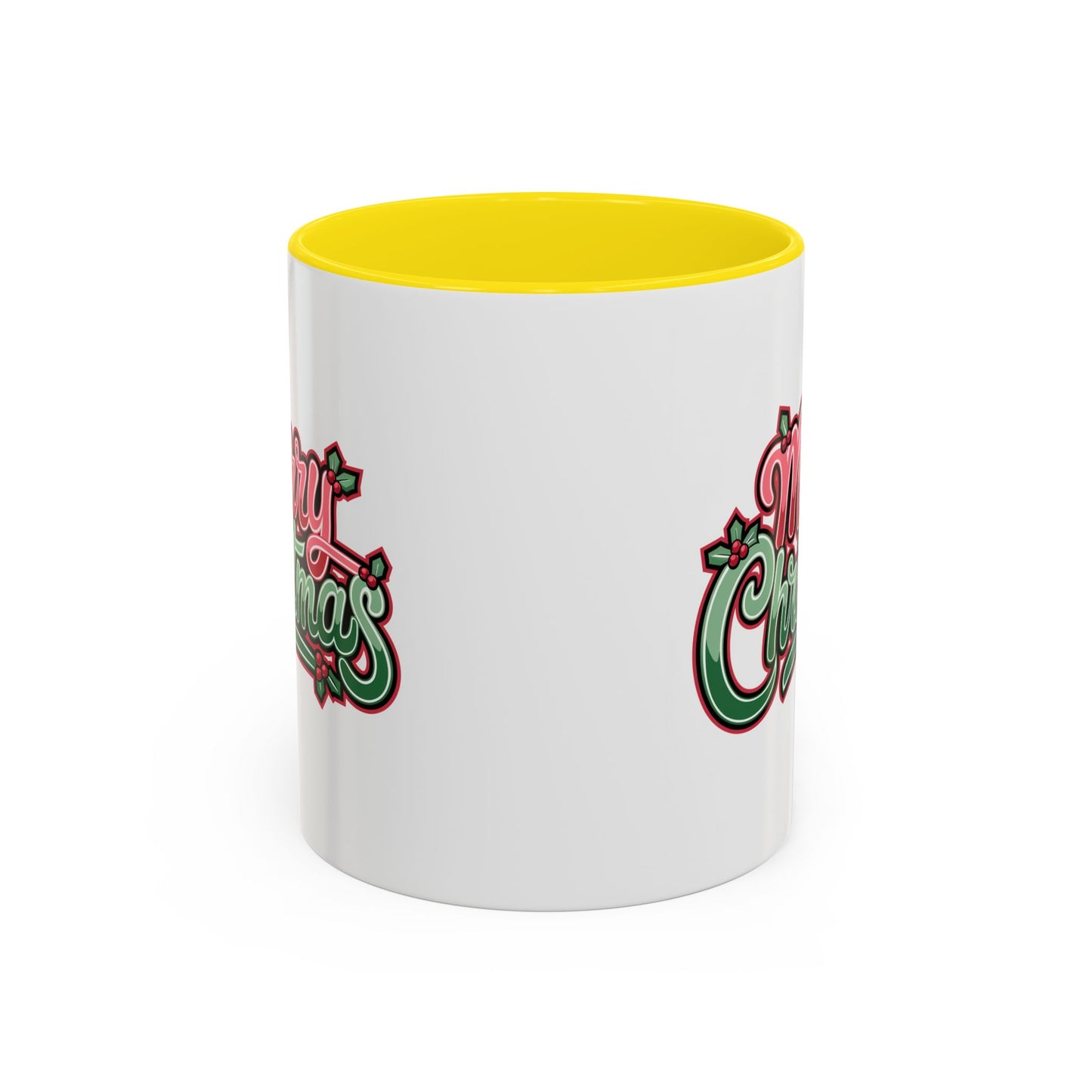 Christmas Mug - Merry Christmas Red & Green Text Mistletoe