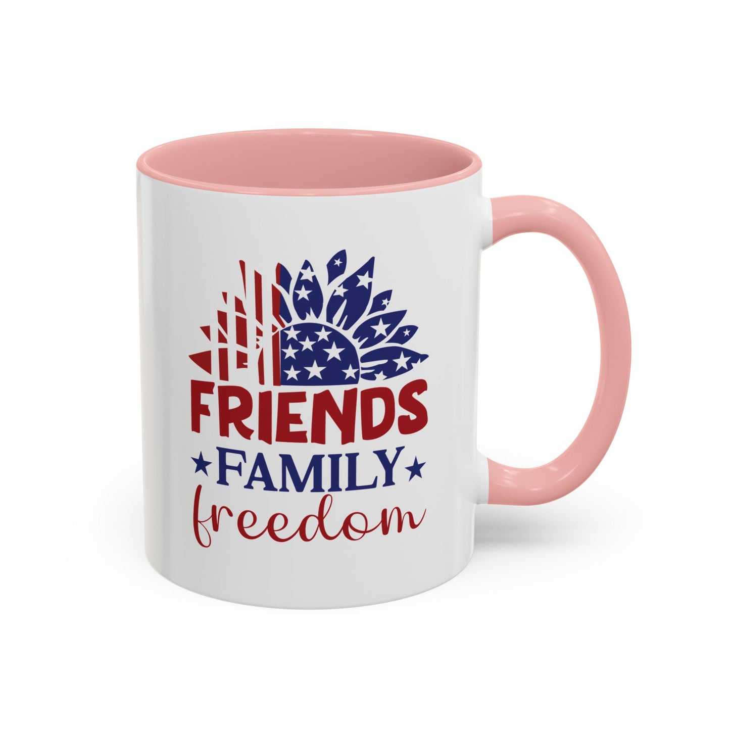 4th of July Mug - Friends Family Freedom Sunflower